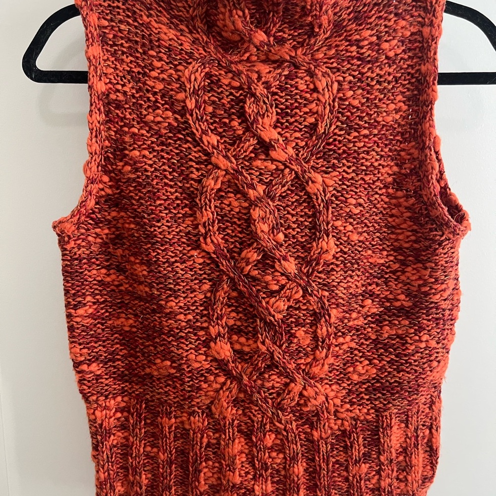 Women's Cable Knit Sweater Vest - Orange